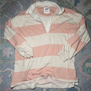 Aerie Soft Pink and Cream Rugby Top